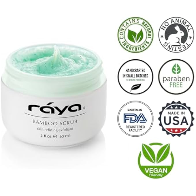 Raya BAMBOO FACIAL SCRUB (R-125) | HERBAL EXFOLIATING AND REFINING TREATMENT FOR DRY SKIN | HELPS REDUCE FINE LINES AND WRINKLES | MADE WITH BAMBOO AND JOJOBA BEADS - Image 4